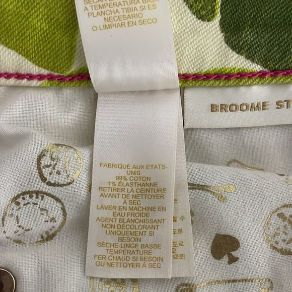 Kate Spade Broome Street Havana Leaf Cropped Jeans Size 28 Green Boho Tropical - Picture 7 of 11